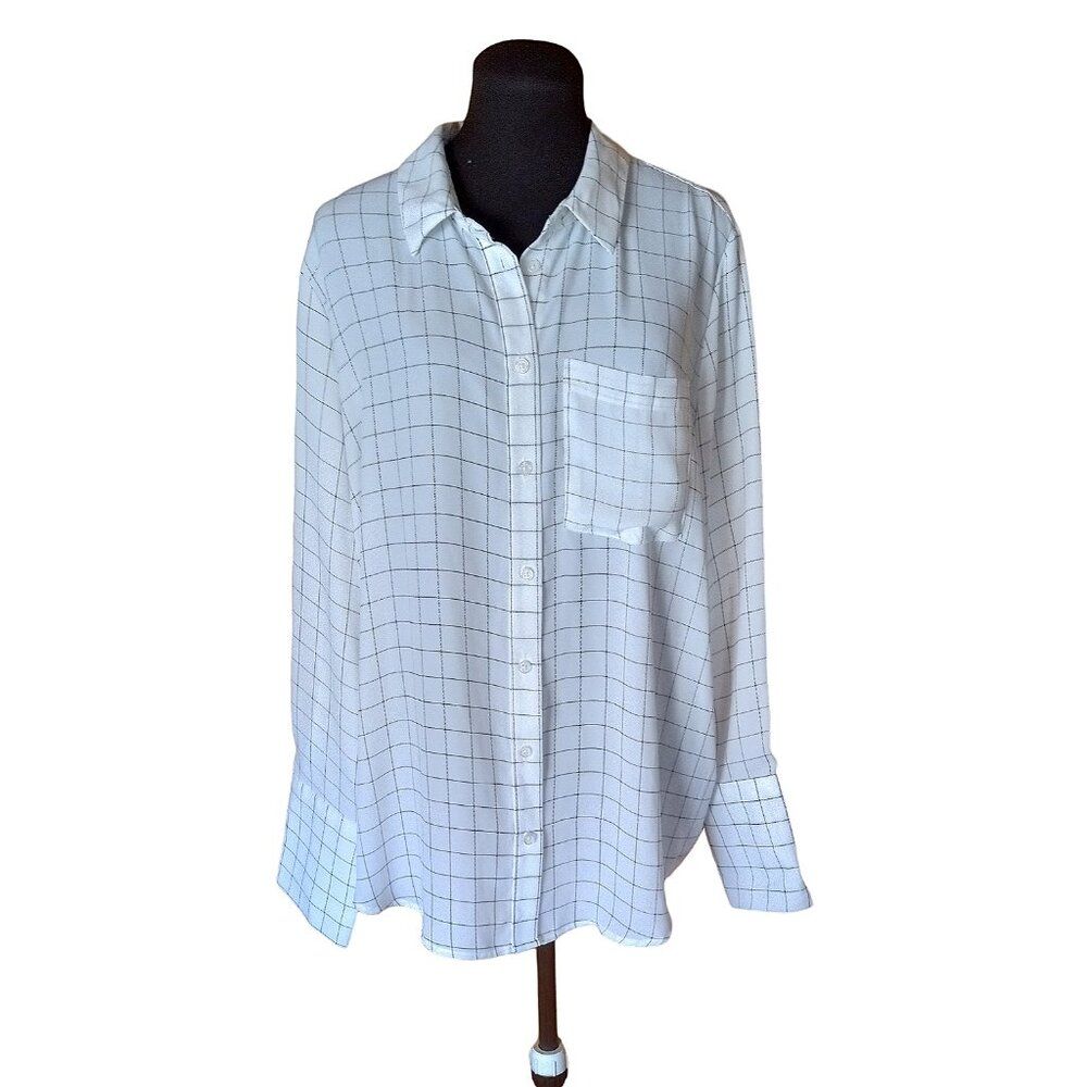 Sheer BlackWhite Check Blouse 0709
